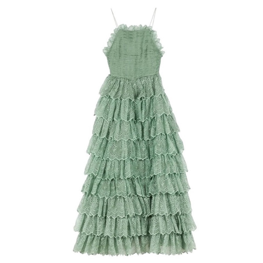 DÔEN XS/S Forsythia dress in Malibu mint Sage Lace Maxi Dress mint eyelet dress - Picture 3 of 13